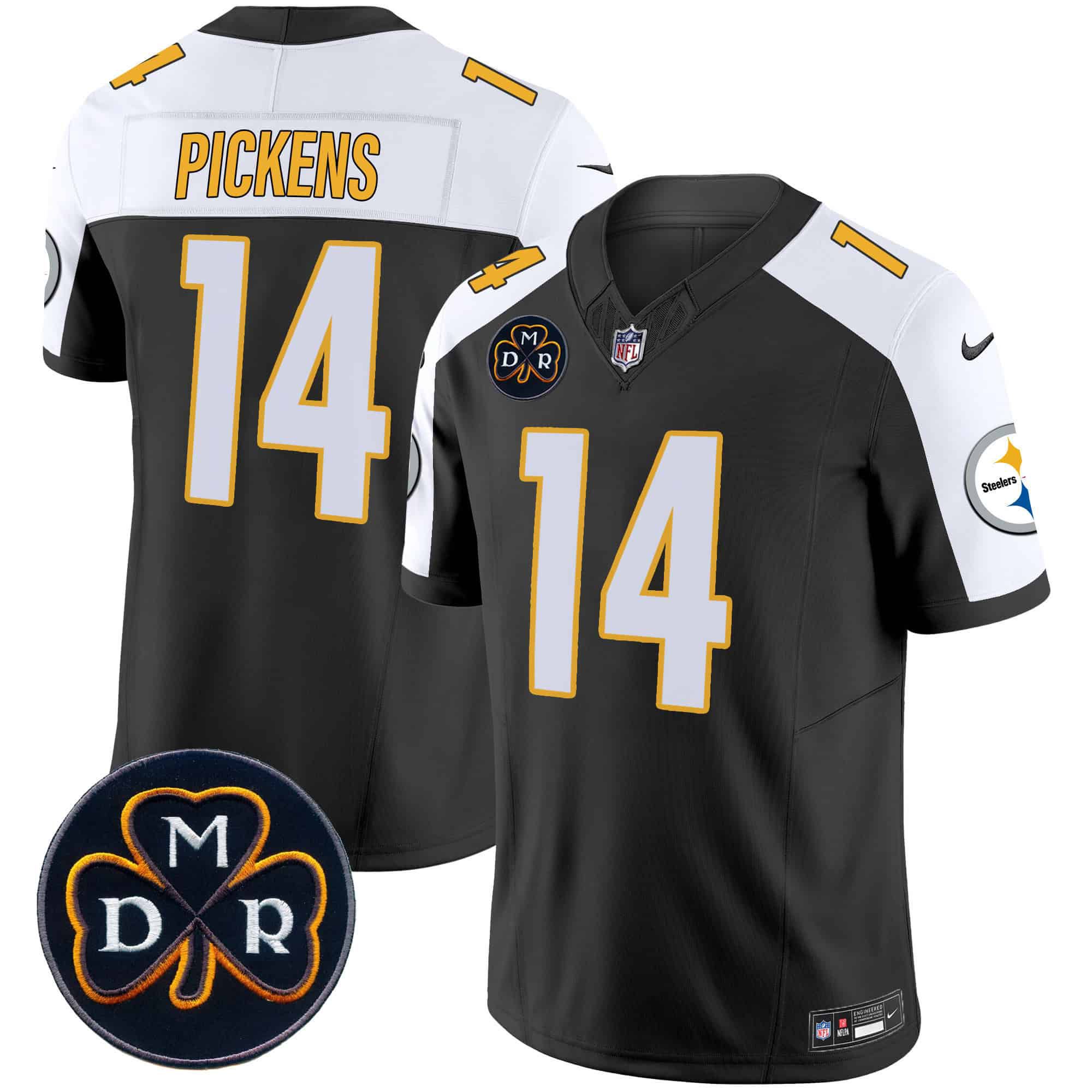 Men Pittsburgh Steelers #14 Pickens Black 2024 Nike DMR Patch Vapor Limited NFL Jersey style 1->indianapolis colts->NFL Jersey